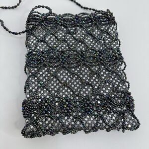 Vtg Sequin Beaded Crossbody Handbag Purse Lined Carnival Mardi Gras 9x7